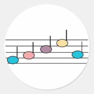 Pegatinas de notas musicales pastel
