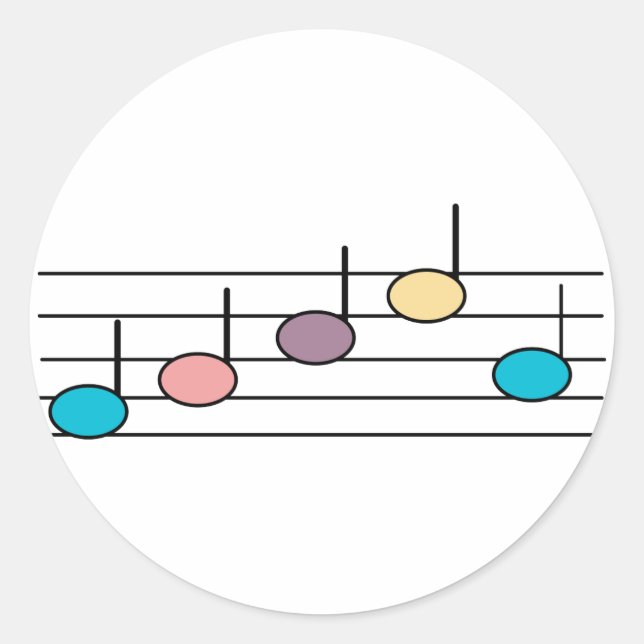 Pegatinas de notas musicales pastel (Anverso)