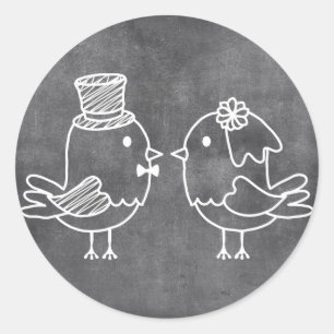 Pegatinas de Novias de Chalkboard y Aves de Groom