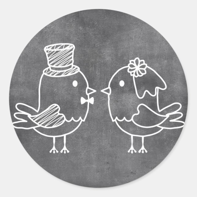 Pegatinas de Novias de Chalkboard y Aves de Groom (Anverso)