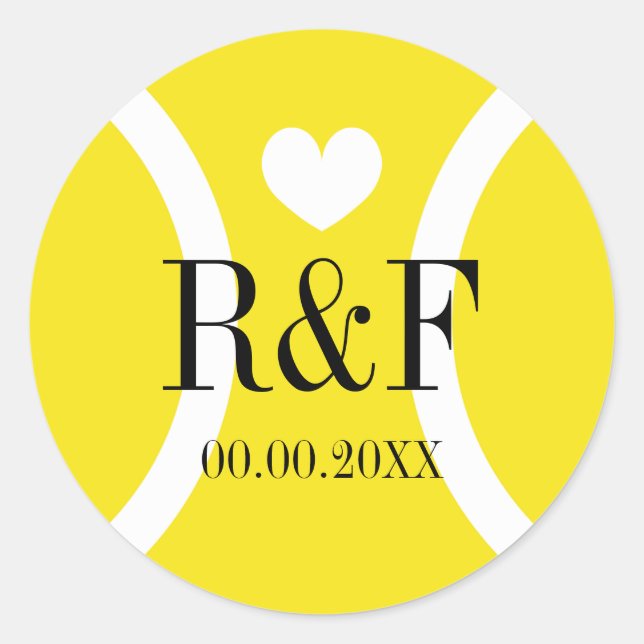 Pegatinas de novios con tema de tenis con monogram (Anverso)