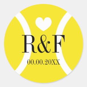 Pegatinas de novios con tema de tenis con monogram