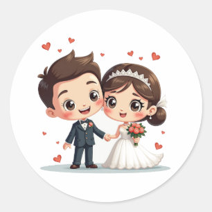 Pegatinas de novios de dibujos animados lindos