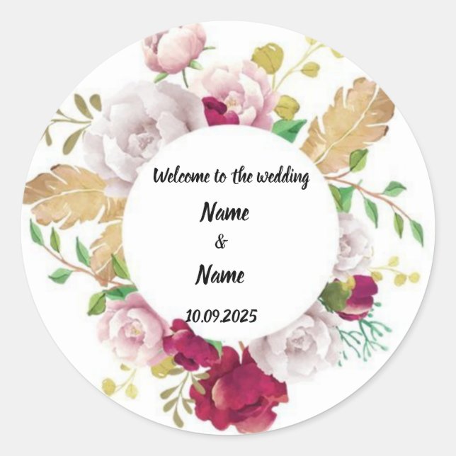 Pegatinas de novios florales (Anverso)