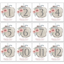 Pegatinas de número de tabla de Rosa de leña