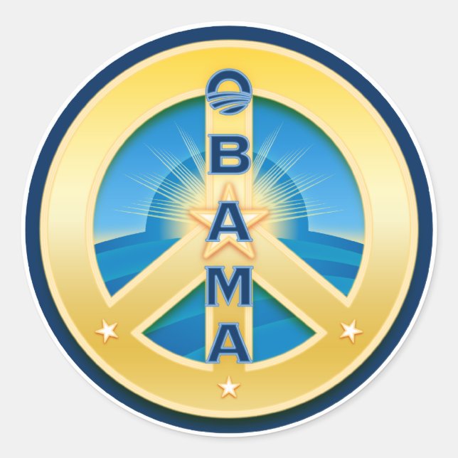 Pegatinas de Obama GoldStar Peace, sobre blanco (Anverso)