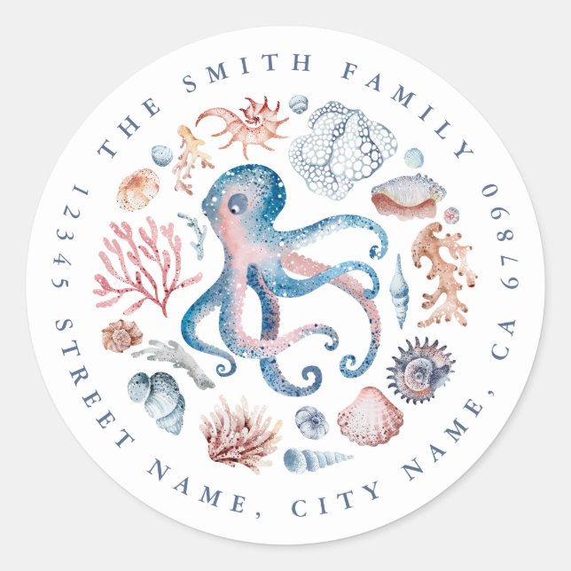 Pegatinas de Octopus Round (Anverso)