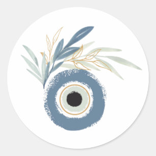 Pegatinas de ojos malvados abstractos azules con h