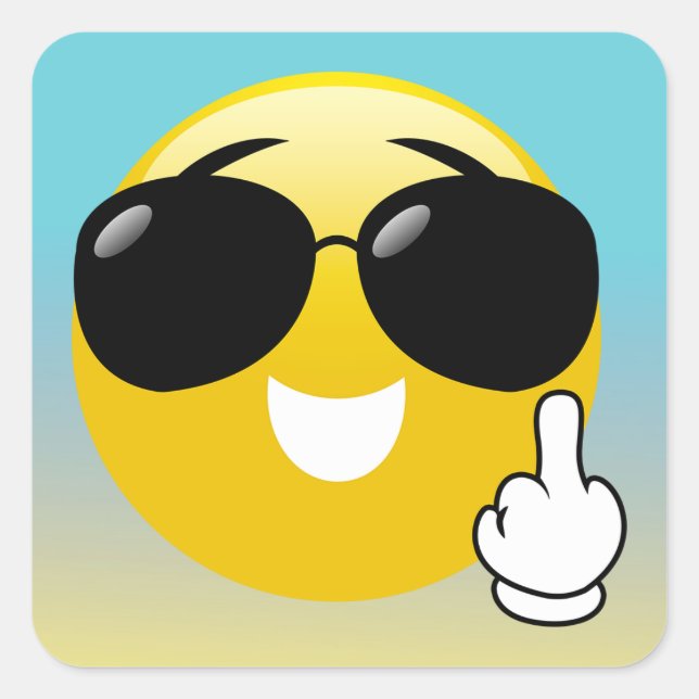 Pegatinas de Ombre de Emoji de Dedo Medio y Gafas  (Anverso)