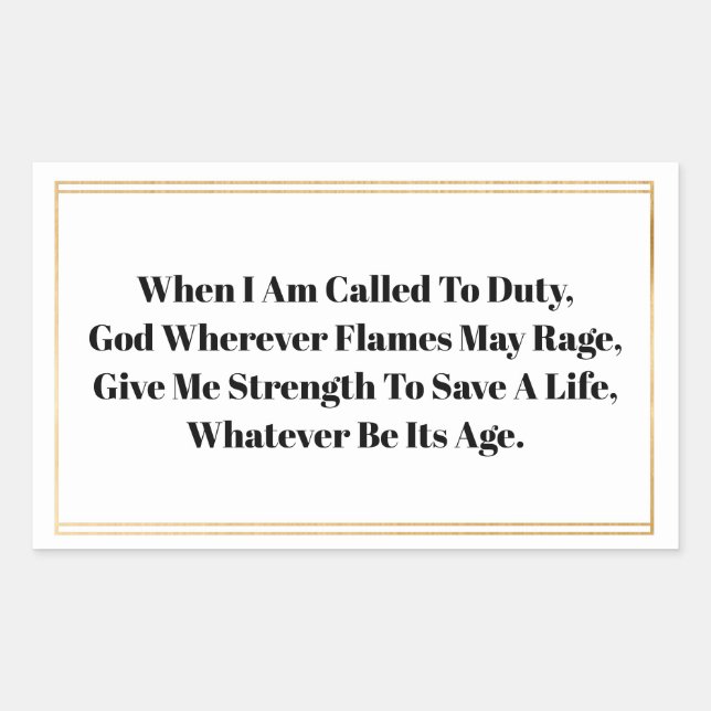 Pegatinas de oración de bomberos (Anverso)