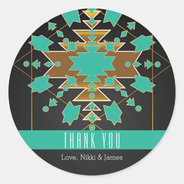 Pegatinas de oro negro turquesa del Rancho Suroest (Anverso)