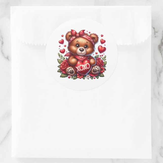 Pegatinas de osito de San Valentín (Bolso)