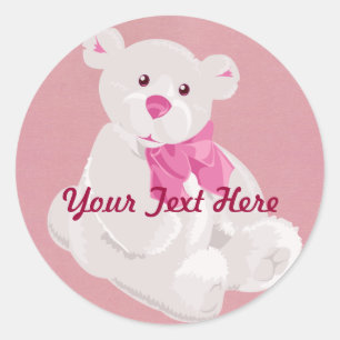 Pegatinas de oso de peluche blanco y rosa