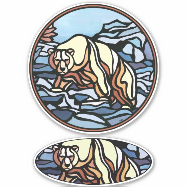 Pegatinas de oso tribal Oso Polar Metis Art Deces (Anverso)