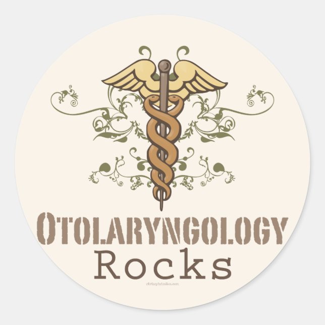 Pegatinas de Otolaryngology Rocks Caduceus (Anverso)