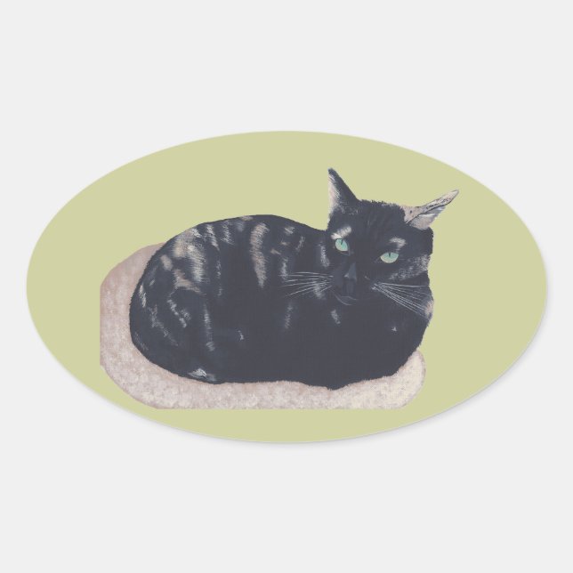 Pegatinas de Oval de Cat Shell Tortoise en anidami (Anverso)