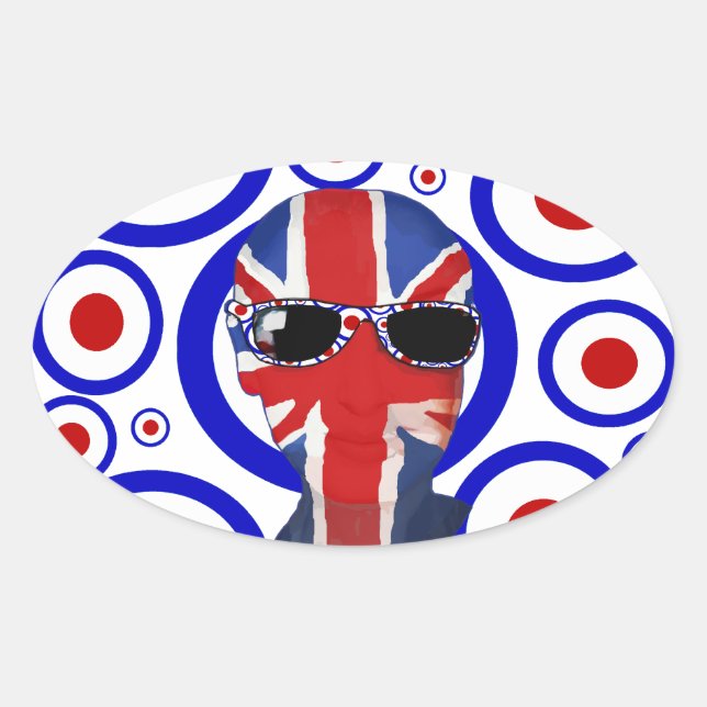 Pegatinas de Oval de Modhead Retro sesenta (Anverso)