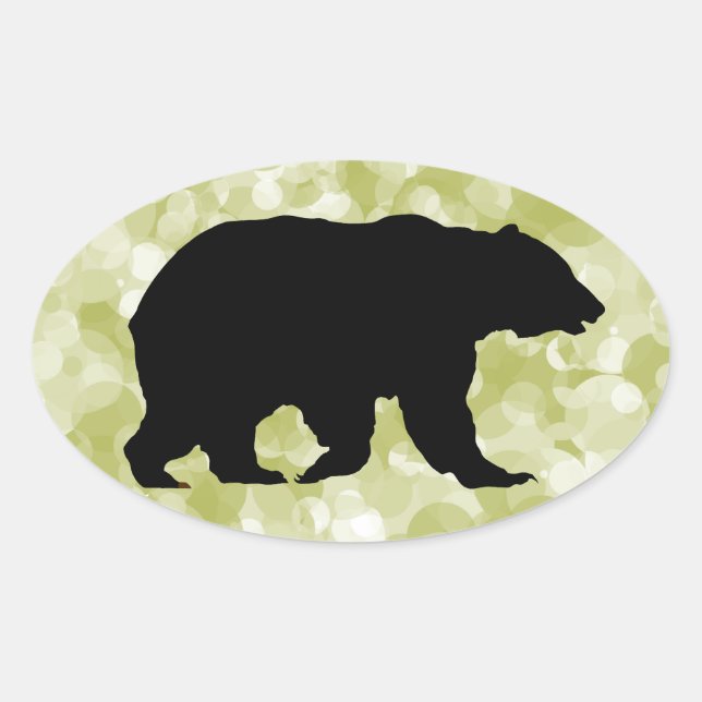 Pegatinas de Oval de Silhouette Bear (Anverso)