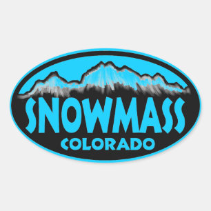 Pegatinas de ovales azules de Snowmisch Colorado