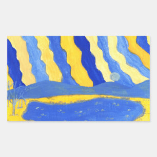 Pegatinas de paisaje minimalista azul y amarillo