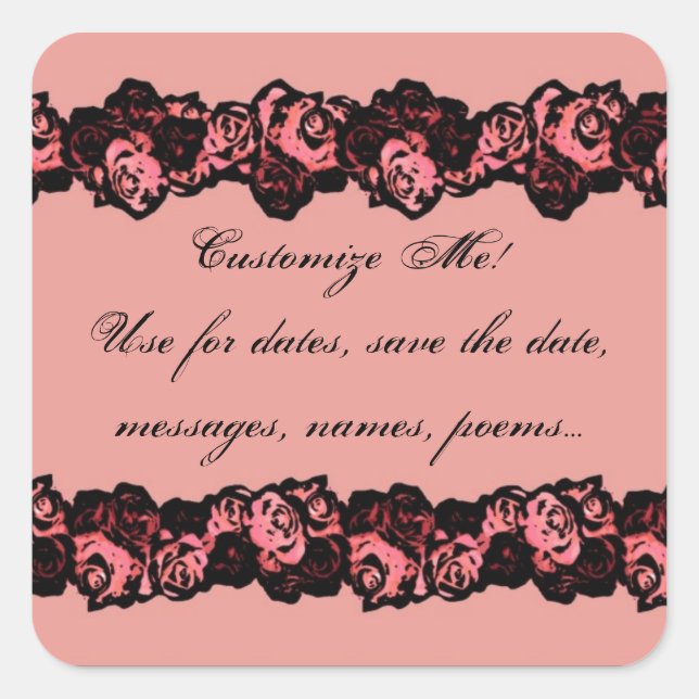 Pegatinas de palabras de personalizable de rosas r (Anverso)