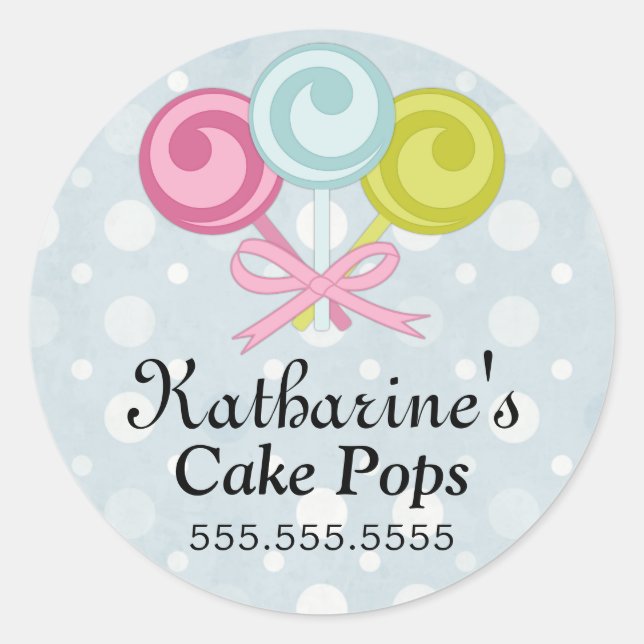 Pegatinas de panadería Cake Pops (Anverso)