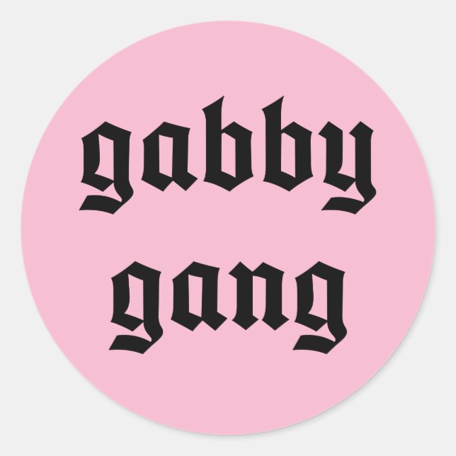 Pegatinas de pandillas de Gabby en texto negro (Anverso)