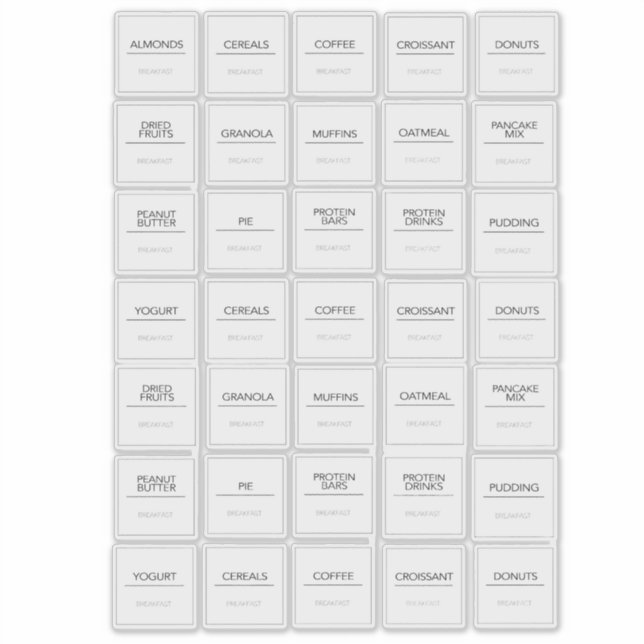 Pegatinas de Pantry Labels (Anverso)