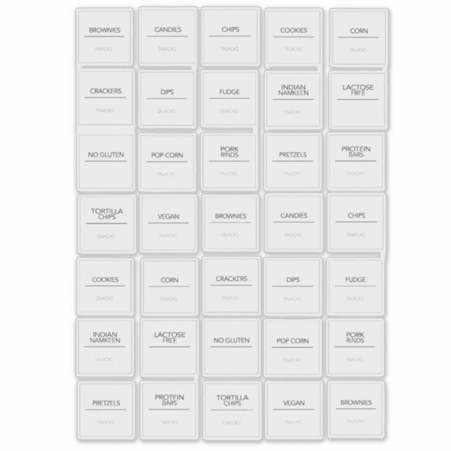 Pegatinas de Pantry Labels (Anverso)