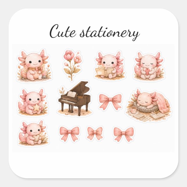 Pegatinas de papelería adorables (Anverso)