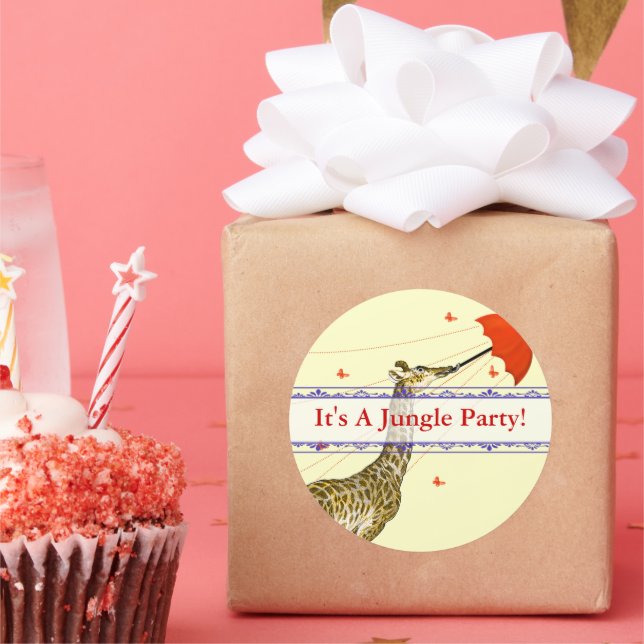 Pegatinas de paraguas rojos de la jirafa voladora  (Fiesta)