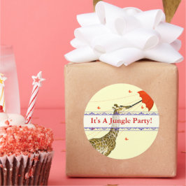 Pegatinas de paraguas rojos de la jirafa voladora 