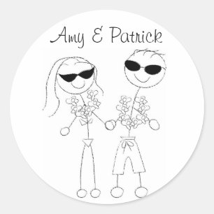 Pegatinas de parejas de bodas de playa
