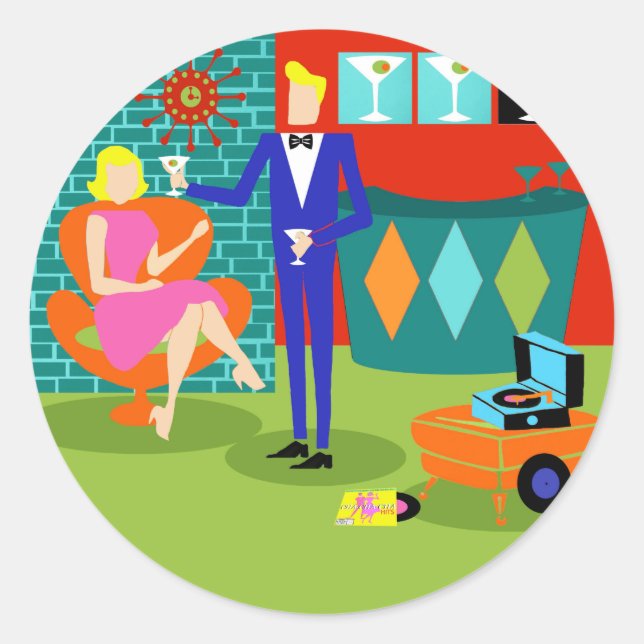 Pegatinas de parejas de Retro Martini (Anverso)
