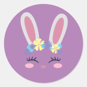 Pegatinas de Pascua con cara de conejito adorable