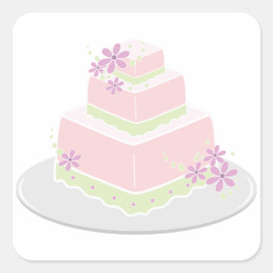 Pegatinas de pastel Boda cuadrado