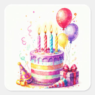 Pegatinas de pastel de cumpleaños o sellos de sobr