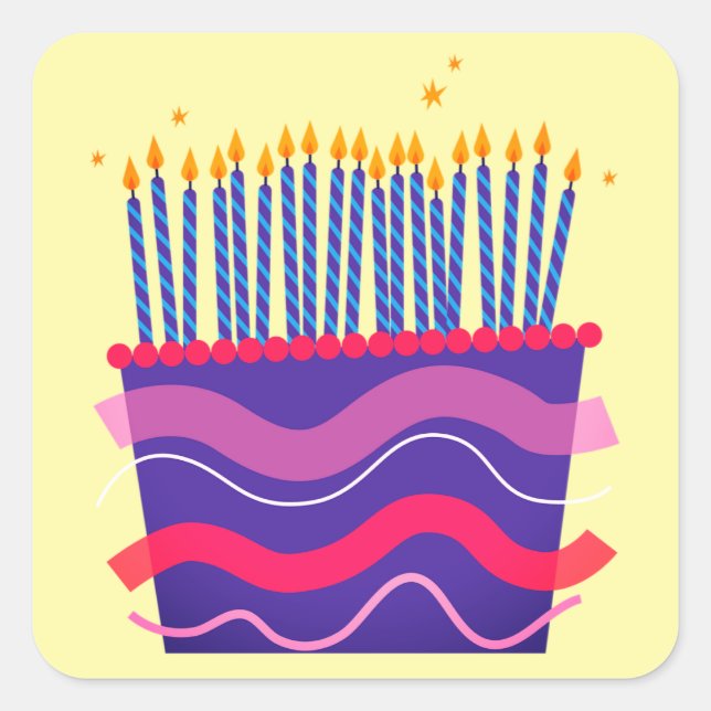 Pegatinas de pastel de cumpleaños o sellos de sobr (Anverso)