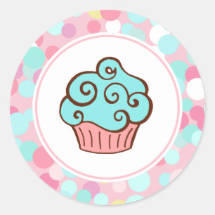 Pegatinas de pastelería Aqua Birthday Cupakes Bake