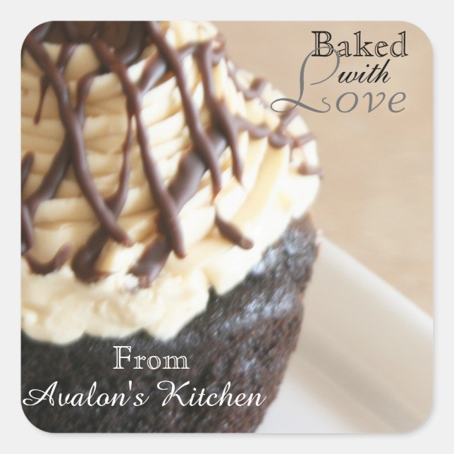 Pegatinas de pastelería cuadrada de chocolate (Anverso)