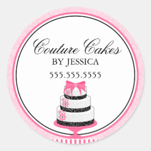 Pegatinas de pastelería rosa Couture Cakes