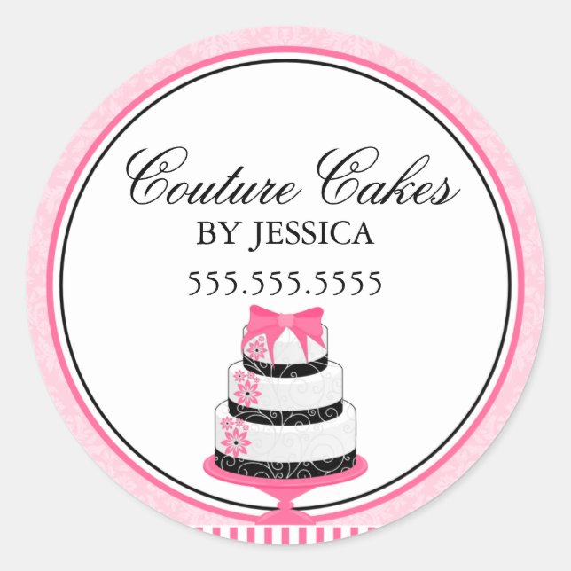 Pegatinas de pastelería rosa Couture Cakes (Anverso)
