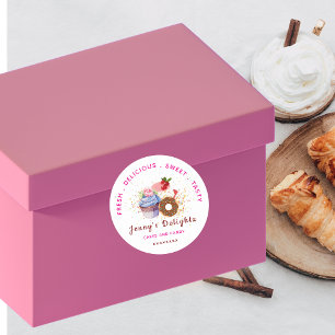 Pegatinas de pasteles femeninos rosados y negocios