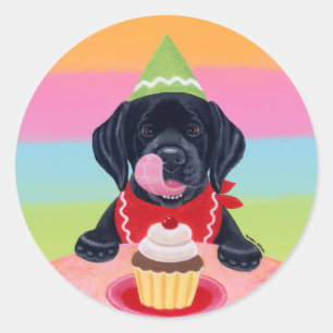 Pegatinas de pastelitos de cumpleaños en Black Lab