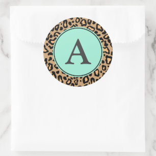 Pegatinas de patrón de leopardo con monograma