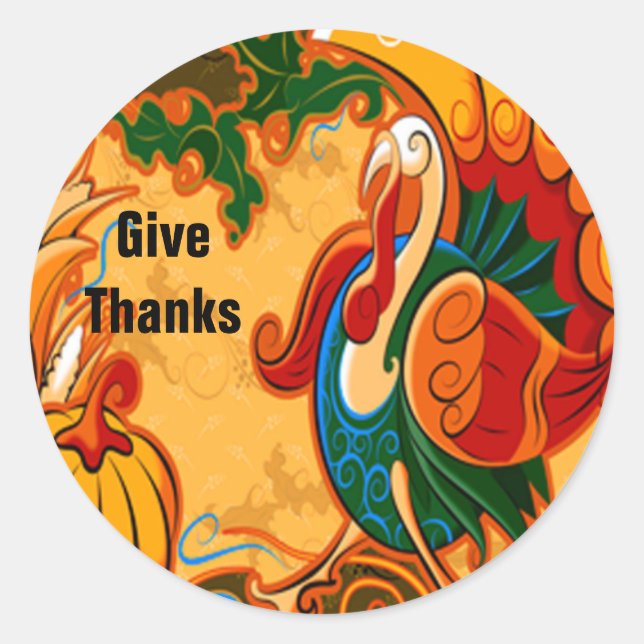 Pegatinas de pavo de Acción de Gracias (Anverso)