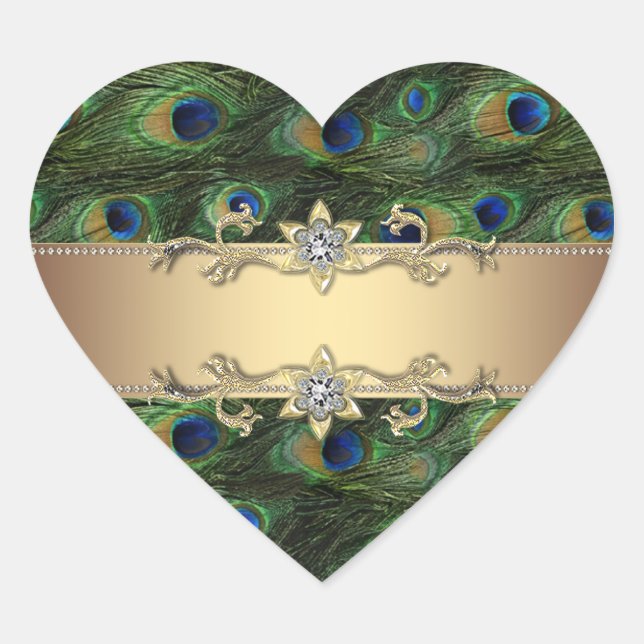 Pegatinas de pavo real elegante de oro verde esmer (Anverso)