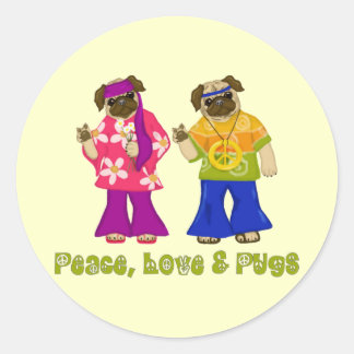 Pegatinas de Paz, Amor y Pugs