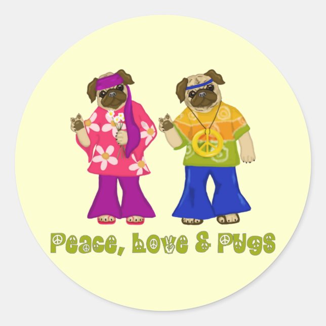 Pegatinas de Paz, Amor y Pugs (Anverso)