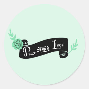 Pegatinas de paz y amor de Mint Scroll